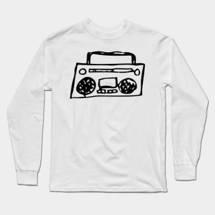 Boombox Doodle Black Long Sleeve T-Shirt